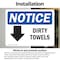 Signmission Dirty Towels (Down Arrow) Sign With Symbol, 5 in W x Rectangle, Vinyl Decal OS-2PACK-NS-D-35-L-11038 - alternate 4
